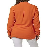 Zodanni dame bluza s dugim rukavima na dugim rukavima, casual majice labava tunika košulja narančasta