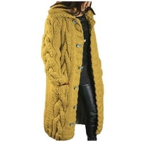 Tosmy ženski kardigan za žene kapuljač kardigan dugački džemper džep pojedinačni kaput dugih rukava