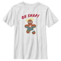 Boy's Marvel Božićni pauk-man Snap Gingerbread Cookie grafički tee bijeli veliki