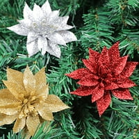 Dabay Postavite cvjetni dekor izvrsna izrada plastična blistavih božićnih lažnih poinsettia ukrasi za