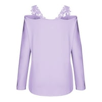 Bluze za žene plus veličine Dressy Casual V izrez dugih rukava Modna košulja Jesibav čipkasti TRIM pulover