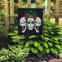 Šareni dan mrtva djevojka Dvije šećerne lubanje Tattoo Meksiko Rose skelet na bašti zastava za zastavu Baner kuća