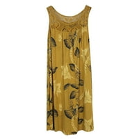 Haljine za žene Ženska modna čipka za šivanje printom haljina bez rukava Žene žute 3xl
