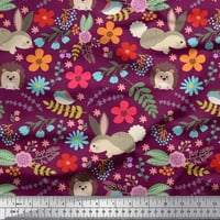 Soimoi viskoza šifon tkanina cvjetna, zečje i porcupinski crtani ispis tkanina od dvorišta široko