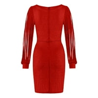 Ljetne haljine za žensku rupu Mini moda polka dot V-izrez haljina crvena xl