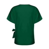 Ženski vrhovi ženske ljetne modne modne čvrste boje kratkih rukava kravatni pulover TOP zeleni l