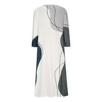 Dugi rukav pala haljina Ženska modna haljina Dugme Down Track Color Block Elegant Maxi haljina siva