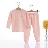 Miyanuby Toddler Kids Boys Girls Solid Boja Dugi rukav Snug Fit PJS pidžama Sleep Ruby Pajama PJS Set Light Khaki 3M-16y