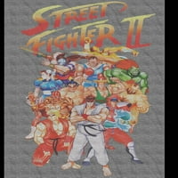 Street Fighter Full Cast of Light Muški ugljen Heather Majica-mali