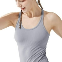 Žene čvrste vrhove bez rukava O-izrez joga prsluk vježba za vježbanje sa bojom s grudima Hot6SL4873991