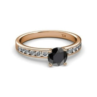 Crni i bijeli dijamantni prsten 1. Carat TW u 14K ružičastog zlata.Size 7.0