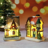 Shulemin 1set Christmas Christmas Figurin Micro Pejzaž svjetlosna dizajnerska smola smola LED lagana kuća vjenčanica