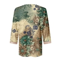 Meichang Retro cvjetni tisak za žene Ljetne casual rukave čipke V izrez Tunika Labavi fit Flowy Bluuses Elegantne udobne majice