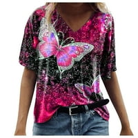 Gotyou Womens Plus veličine vrhova leptira od tiskane majice s kratkim rukavima