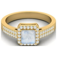 Square Moonstone Halo naglasak sterling srebrni zlatni Veremreil, ženski prsten za vjenčanje za žene