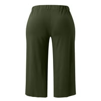 Paille žene Palazzo Pant Solid Color Yoga hlače Široke pantalone za noge Baggy Workout Dno Tamno zeleno