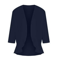 Ljetni vrhovi za žene Trendy Open Front Cardigan bluza Tunnic Loot Fit Solid Collect Jakna Žene vrhovi