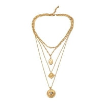 Podplug Valentines Day Pokloni, boemijski ovalni okrugli legura nakit duge ogrlice s višesloja