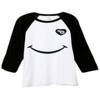 Tenk navoja Smiley Gear Heart Unise Ruvers Baseball Raglan White Crna 2x-Large