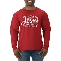 Divlji Bobby Volim Isusa, ali cuss malo inspirativne hrišćanske majice dugih rukava, crvena, 3x-velika