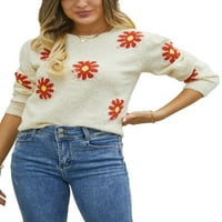 Ženski pleteni džemper s dugim rukavima Cvjetni pulover pulover Srednja odjeća za jesen zima