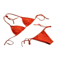 Skearw Women kupaći odijelo Halter vrata kupaći kostim bez rukava plivanje Bikini setovi Dvije dame seksi čipka bez čipke bez čvrste boje crvene l
