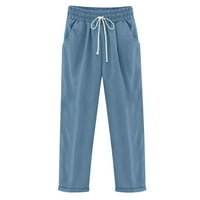 Ženske hlače Ljetna moda Solidna boja Fla elastična duga plaža pantalone za slobodno vrijeme
