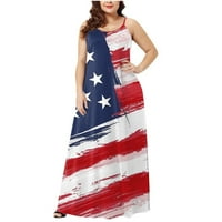 Žene plus 4. srpnja Američka zastava bez rukava maxi haljina casual USA zastava zastava i pruge tiskane duge haljine s, m, l, xl, xxl, xxxl, xxxxl, xxxxxxx