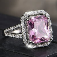 Ženski prstenovi izvrsni ružičasti dijamant geometrijski kvadratni rub klasični prsten dame dame nakit