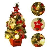 Mini božićno drvce, stolni vrhunski veštački božićna stabla sa LED svjetlima, toplom drvećem, crvenim bobicama