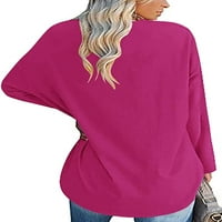 Ženska majica s dugim rukavima V-izrez Soild Casual Trendy Tops Labavi fit osnovna bluza za tee za proljeće