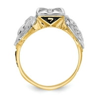 Čvrsta 14K žuta i bijela zlatna muška traka za dva tona masonski prsten sa CZ kubičnom cirkonije veličine 11.5