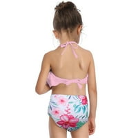 Djevojke kupace Dječje djevojke ruffles cvjetni print Dvije kupaći kostim kupaći kupaći kostimi Bikini