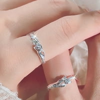 Hesoicy Par prsten otvorio je polirani elegantan poklon za Valentinovo pjenušava rhinestone thorn list žene muškarci prsten modni nakit