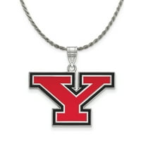 Sterling Silver Youngstown State Eample Eamel 'y' ogrlica