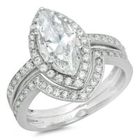 2. CT Marquise Clear Simulirani dijamant 18k bijelo zlato graviranje halo obljetnice vjenčanja Angažman bridalni prsten set veličine 6