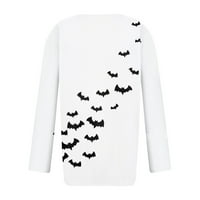 Strungten Bluze s dugim rukavima za ženska majica Ležeran na V izrez dolje Halloween Print bluza vrhova