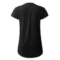 HHEI_K Ženska modna ljetna nova pulover sa solidnim bojama V-izrez kratki rukav na vrhu majica za žene