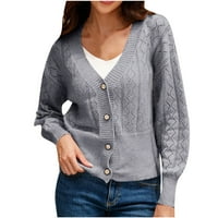 Ženske pune džempere s dugim rukavima V izrez Pleteni kardigan gumb prema dolje džemper ležerne duksere Jumper vrhovi