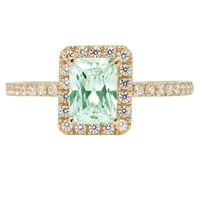 1.86ct Emerald Cut VVS Pravi sukob Besplatno zeleno simulirano Diamond Realno žigosano 18K žuti zlatni dizajner modernog godišnjica Angažovano zaručivanje vjenčanog halo pasijansa sa akcentima Veličina zvona 4,75