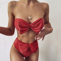 Novi europski i američki kupaći kupaći kostim ženski svijetli svileni split bikini obrišite grudi
