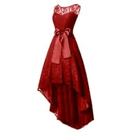 Tking Fashion Womens Ljeto plus veličina Elegantne rukavice bez rukava uska čvrsta maxi čipke haljine crvena 3xl