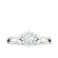CT Moissnitni prsten, moissan zaručni prsten, prsten za angažman cvijeta u zlatnom, finom nakitnom prstenu