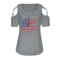 Ženska dan neovisnosti vrhovi američke zastave tiskane majice bluza za odmor vrhovi za odmor vrhovi