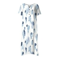 Fnochy Maxi haljine za žene Cleariance Summer Suknje Ležerne tipke V-izrez kratki rukav sa džepom tiskane