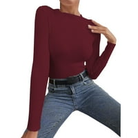 Lroplie Womens majica Jesen i zimska pulover s pulover s dugim rukavima, pulover s dugim rukavima za žene Crveni XL