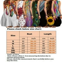 Rejlun Ladies midi haljine Crew Crt Summer Beach Sundress cvjetni ispis Rezervoarska haljina labava boemska zabava stil f l