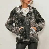 Deagia zimska jakna za žene prevelizirana jakna dame dugih rukava Tie-dye s kapuljačom s kapuljačom sa kapuljačom za plišane kapute za savlake za džep XL # 1438