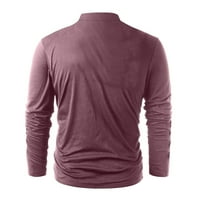 Fragarn Muška modna casual Solid Boja dugih rukava za zavoj s retro košuljom top bluza