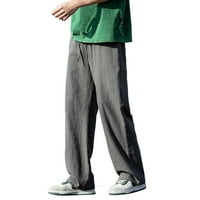 B91XZ MANS PLANENI LINEN ravne hlače za noge Proljeće Ljeto Nove muške hlače za noge Lond Color Trend Long Hlače Muška povremena siva, veličine 5xl